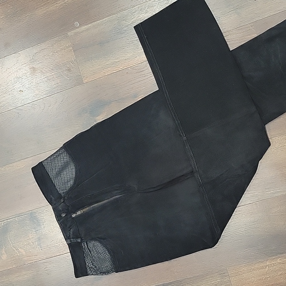 Vintage 80s 90s high waisyed black suede leathet pants small
